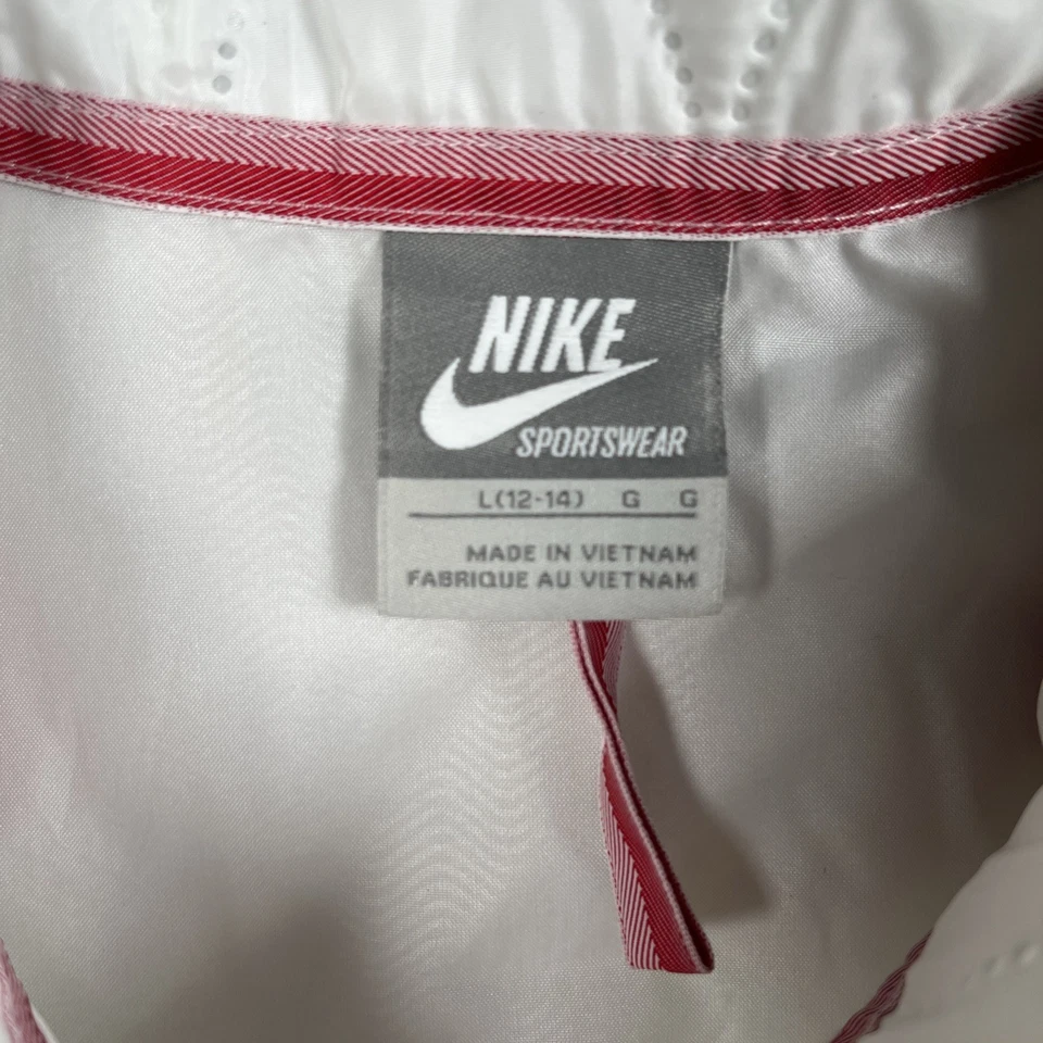 Винтажный Nike стеганая куртка женщин L серый ярлык полный двойной молнии белый/розовый акцент - Изображение 3 из 4