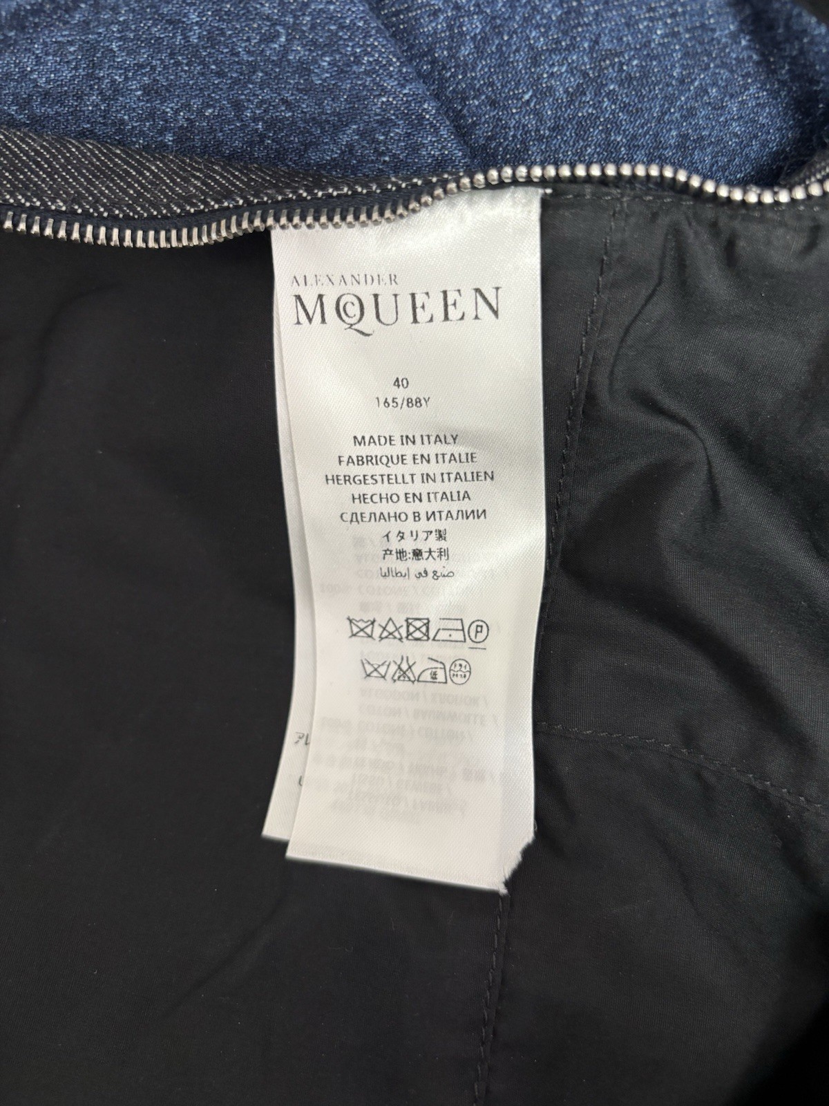 Vtg Alexander McQueen 2017 Blue Patchwork Denim D… - image 6