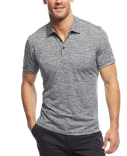 Alfani Mens Regular fit Short Sleeve Polo Shirt Small Heather Grey Solid