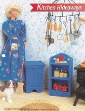 Plastic Canvas KITCHEN HIDEAWAYS Utility Bin Bookcase Shelf Fashion Doll PATTERN