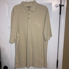 Tommy Bahama Polo Shirt Men''s XL Beige Striped Short Sleeve