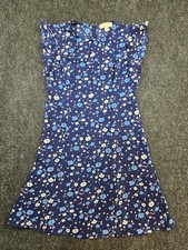 Michael Kors Fit & Flare Mini Dress Womens Medium Blue Floral Ruffle Sleeve