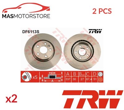 BREMSSCHEIBEN SATZ PAAR VORNE TRW DF6113S 2PCS P FÜR SAAB 9-5 2L,1.6L,2.8L