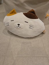 Cat Plush Pillow Oval 14 Inch Beige Sleeping Cat Plush Toy