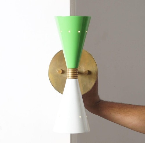 Handmade Double Light Brass Sconce Mid Century Style Brass Wall Lamp - Picture 2 of 6