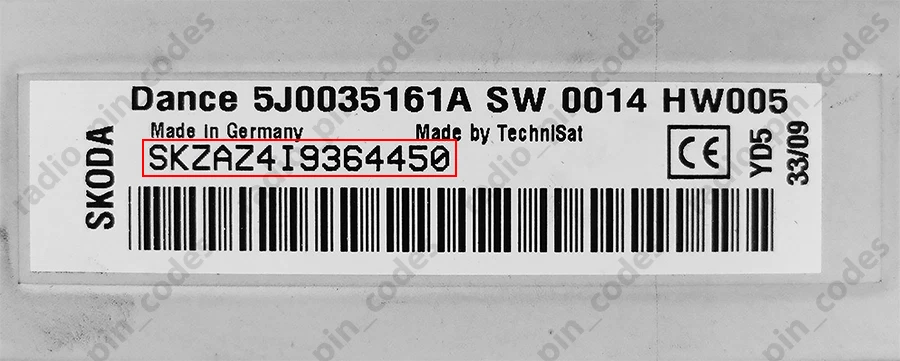 SKODA RADIO UNLOCK PIN CODE AMUNDSEN BOLERO DANCE MELODY RHAPSODY STREAM SUPERB - Immagine 2 di 4