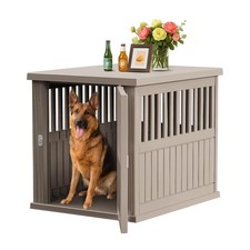 42 Inch Dog Crate Furniture Lockable Kennel for Large Dogs Grey