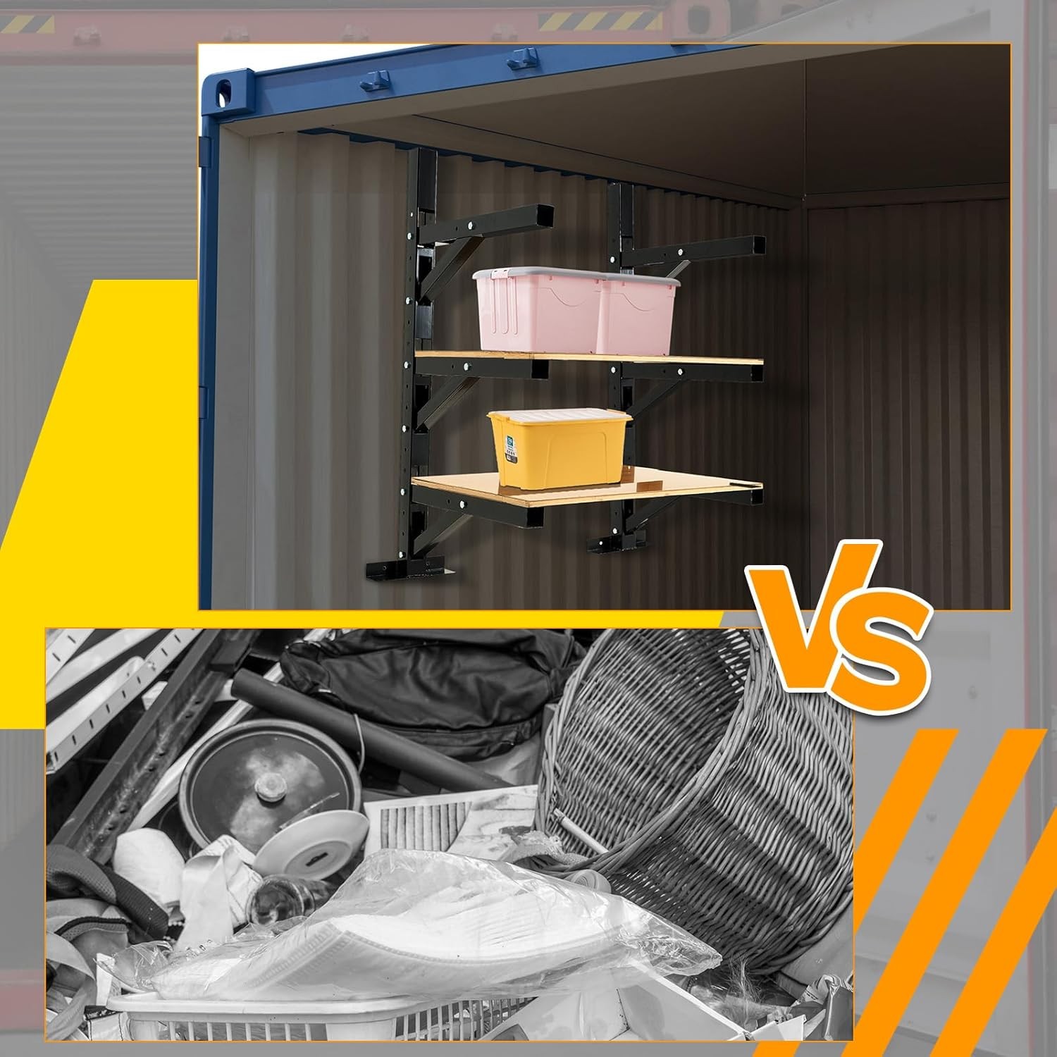 2 Pack Shipping Container Shelving Accessories Adjustable Heavy black, gray 