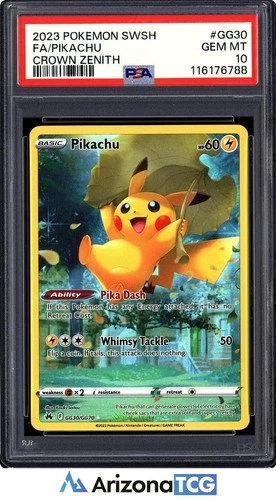 Pokemon 2023 Pikachu GG30/GG70 Full Art Crown Zenith GEM MINT PSA 10