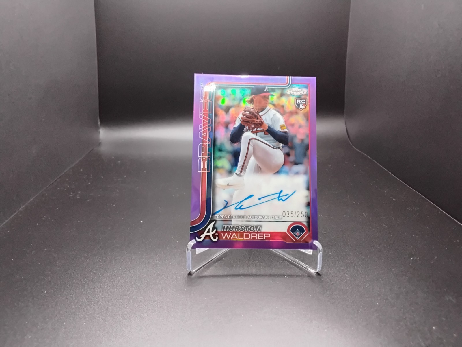 HURSTON WALDREP 2025 TOPPS CHROME ROOKIE PURPLE REFRACTOR RC AUTO 035/250