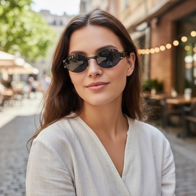 Sonnenbrille Herren Damen Vintage 90er Made in Italy Metall Schwarz CUSTOM