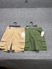 Lot Of 2 Wonder Nation Twill Cargo Shorts Boy's Size M 8 Green/Tan NWT