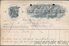 1893 Ox Breeches Kentucky Jeans Made By Rodgers, Lapp & Harris Bill Head