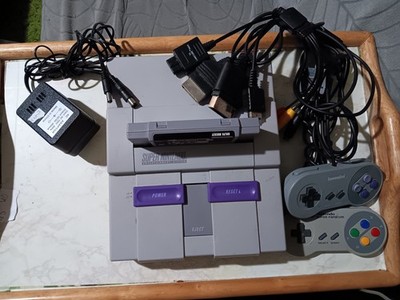 SNES Console Bundle 2 Super Nintendo Controllers Cables NHLPA Game