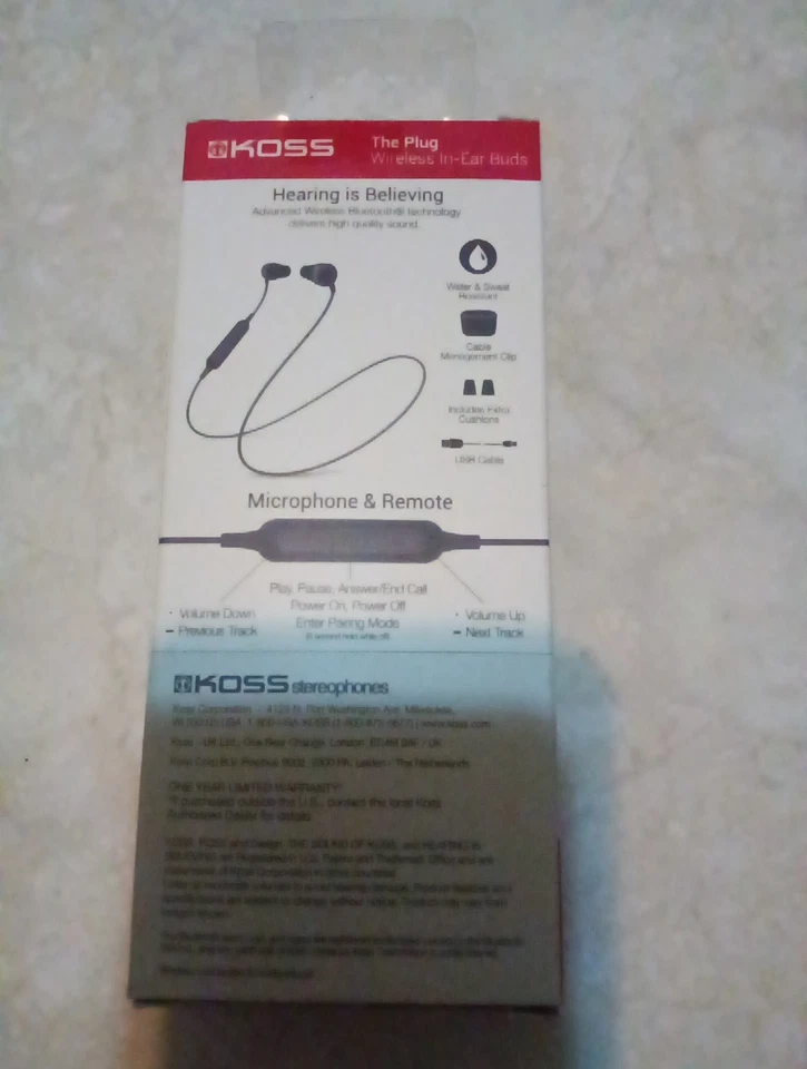 KOSS The Plug Wireless Bluetooth in-Ear Buds in-Line Microphone and Remote No... - Image 4 of 4