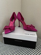 Nine West Women’s Fannie Pump Medium Pink Heels With Bow New In Box Size 6.5