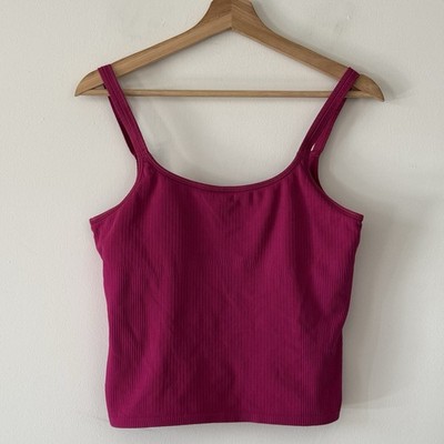 Lululemon size 12 ebb to street Scoop Neck Cropped Tank Top Pink Gym Tennis