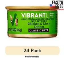  24 pack Vibrant Life Chicken  Liver Dinner Classic Pate Wet Cat Food, 3 oz
