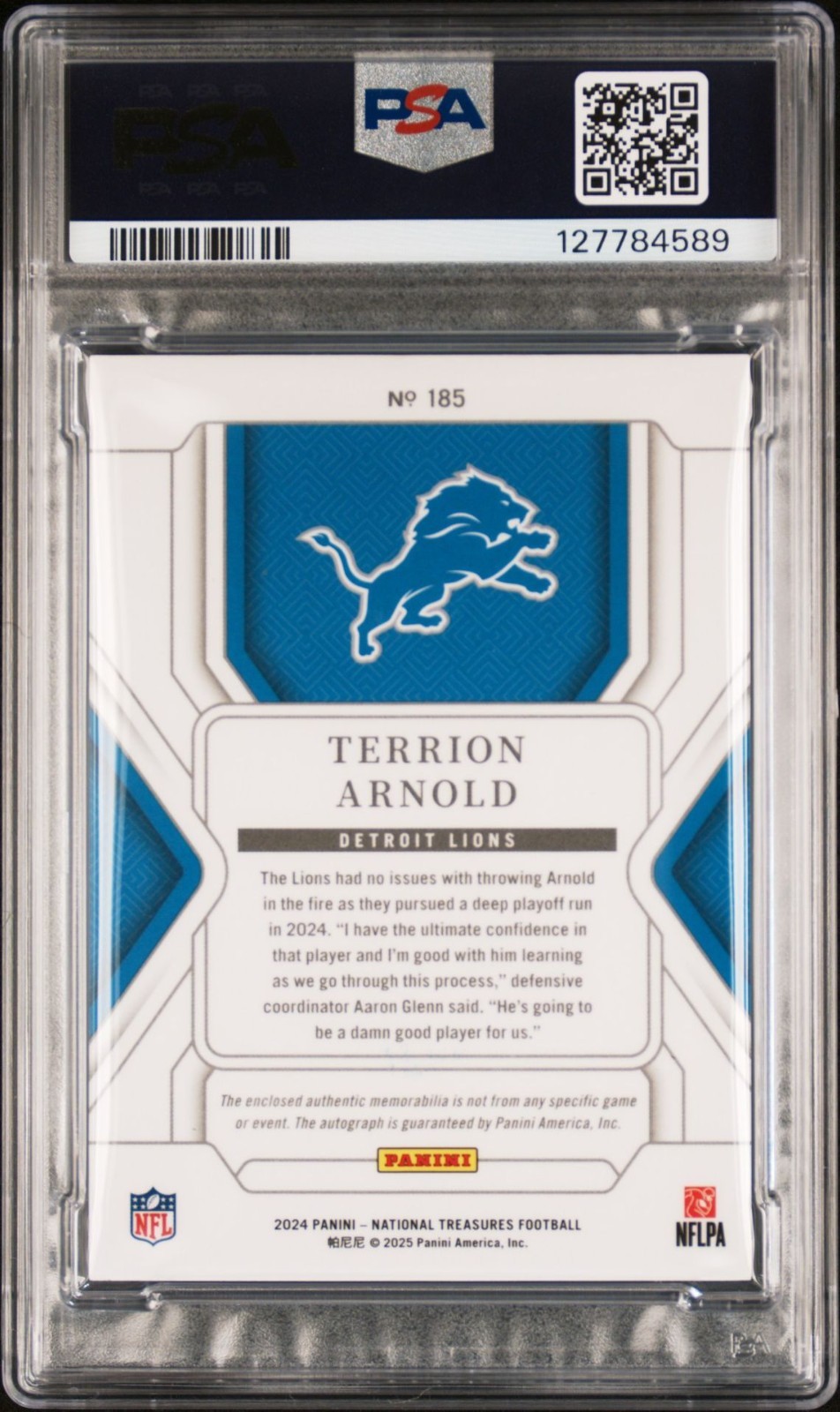TERRION ARNOLD 2024 NATIONAL TREASURES PATCH AUTOGRAPH RED LAUNDRY TAG 1/1 #185 view 2