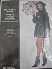 Sheer Witch Dress Gothic Black Fancy Dress Halloween Adult Costume L/XL NEW