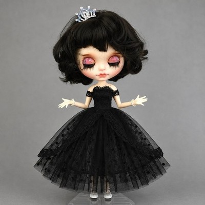 Blythe Doll Dress 12'' Black Princess Clothes Evening Party Dress BJD 1/6 Outfit