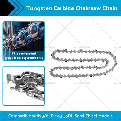 1x 3/8LP .043 55DL Semi Chisel Tungsten Carbide Chainsaw Chain 16'' Bar