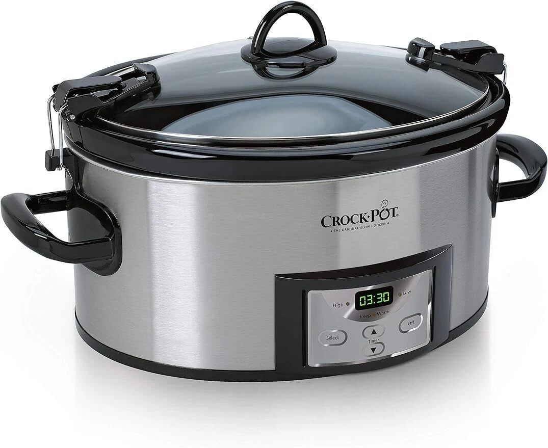 6 Qt Cook & Carry Stainless Steel Programmable Slow Cooker with Digital Timer