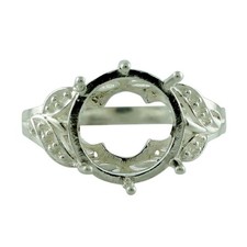 925 Sterling Silver 12mm Round Semi Mount Solitaire Ring For Engagement Ring