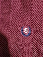 Ralph Lauren Chaps LOGO Sweater Mens Size L Burgundy Hand Framed Herringbone