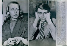 1952 Beverly Hills Edward Robinson Frances Chisholm Wirephoto 7X9 Vintage