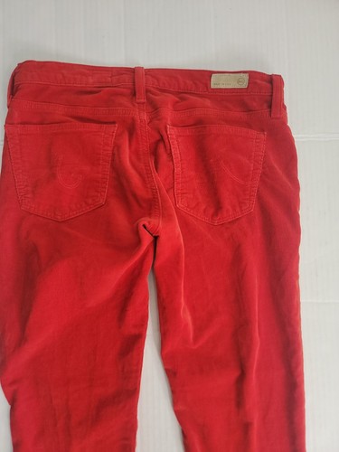 Jeans Adriano Goldschmid taglia 26 The Stevie slim dritto rosso velluto a coste AG - Foto 10 di 11