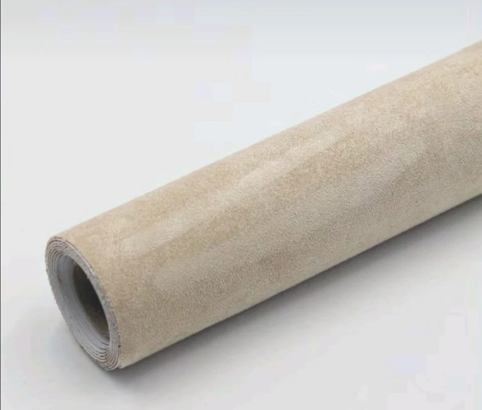 Beige Chocolate Alcantara Style Self Adhesive Car Interior Vinyl Wrap Faux - Image 2 of 4