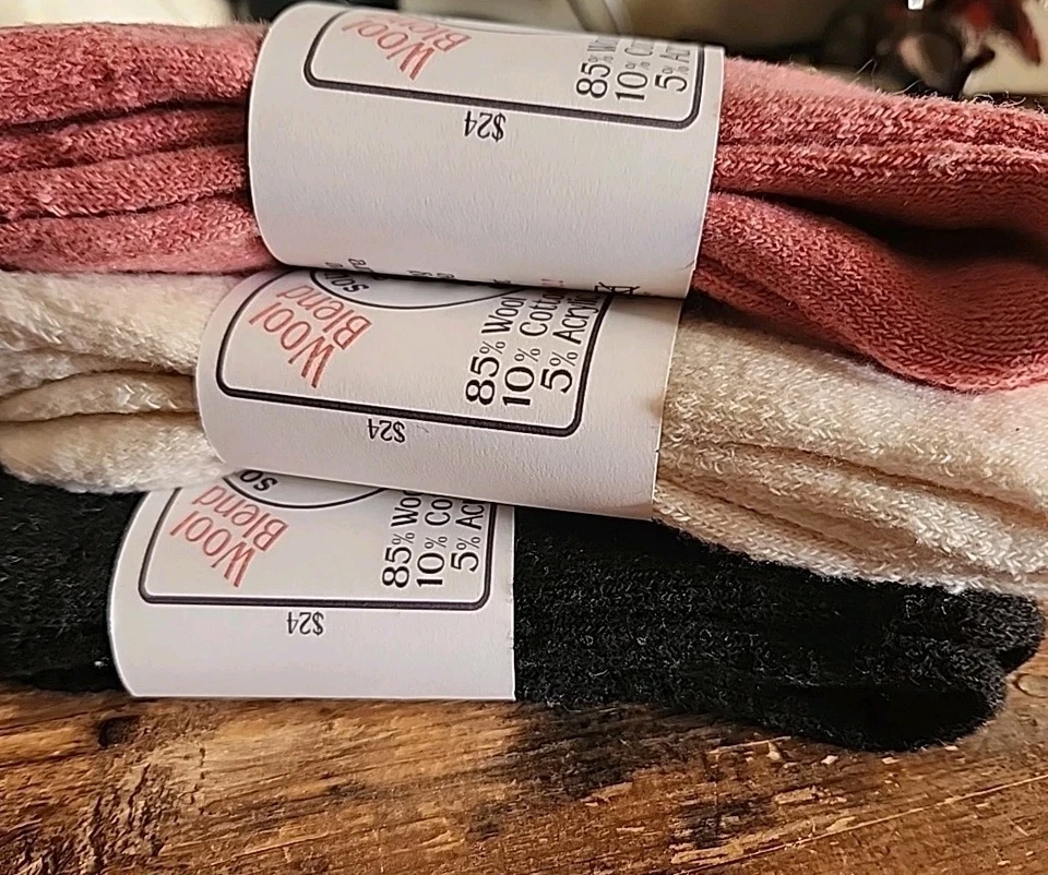 3 pares de calcetines SOUL LEVEL mezcla de lana de cordero para mujer tobillo redondo negro crema rosa Foto 3 de 4