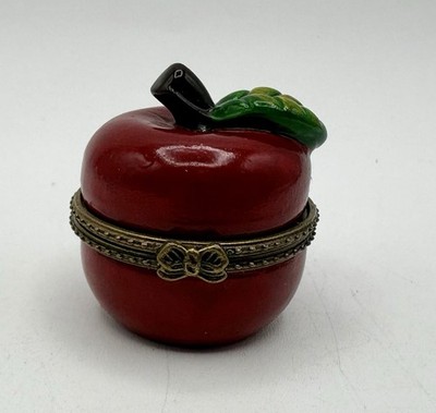 Vintage Red Apple Porcelin Trinket Box