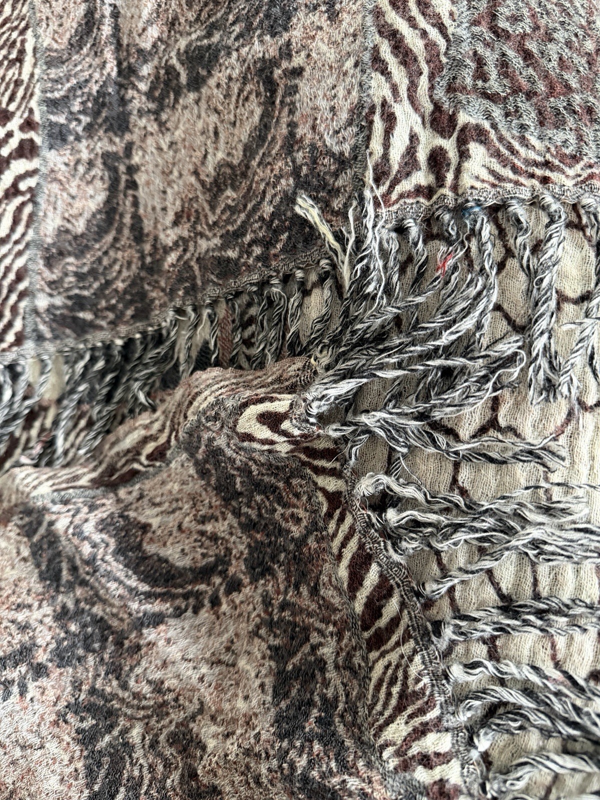 Reversible Boho Patchwork Animal Print Scarf 2m L… - image 4