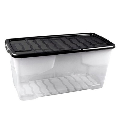 STRATA Curve Box - 80 Liter - 80 x 40 x 37cm - transparent mit schwarzem Deckel