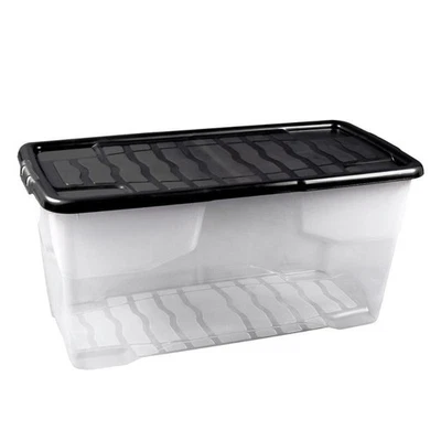 STRATA Curve Box - 80 Liter - 80 x 40 x 37cm - transparent mit schwarzem Deckel - Bild 1 von 3