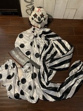 Adult Killer Clown Black  White Satin Outfit Spirit Halloween Costume/Cosplay