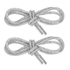 2pcs Rhinestone Shoe Laces 47" Length for Sweatpants Shorts Sneakers White