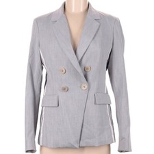 Ecru Pale Gray Double Breasted Striped Side Blazer Size S