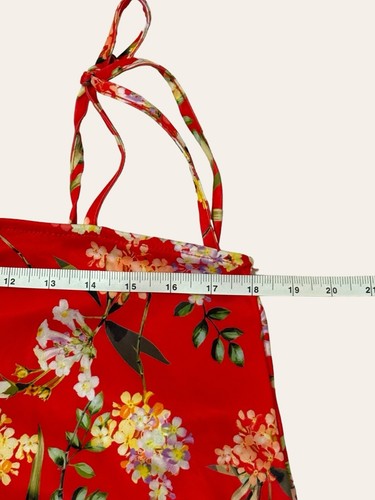 Zara Shirt Womens Medium Red Floral Cropped Halter Top Bohemian Hawaiian NWT - Picture 6 of 8