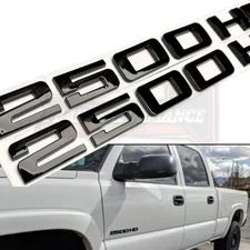 2PCS GLOSS BLACK 2500HD FOR SILVERADO DOOR FENDER EMBLEM BADGE DECAL NAMEPLATE