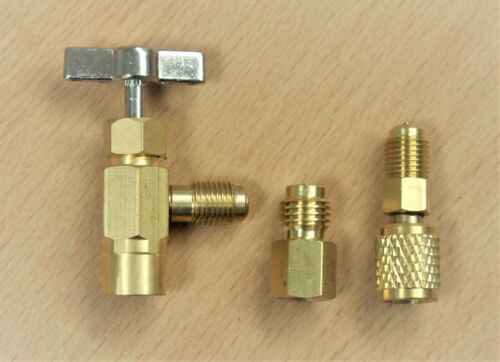3PC Self Sealing R1234yf A/C Can Tap 1/2" ACME LH 1/4" SAE Male Adapters - Picture 1 of 5