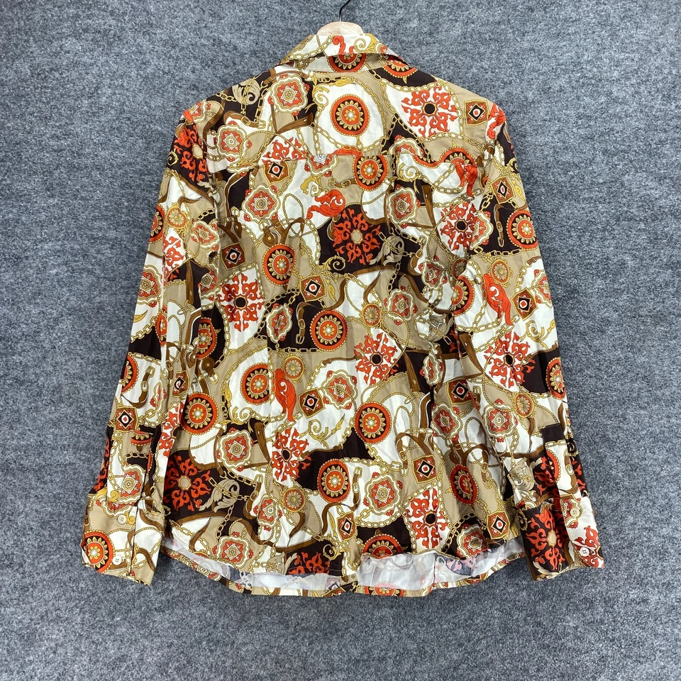 Liz & Co. Рубашка женская XL бежевая с геометрическим узором на пуговицах с воротником с длинным рукавом эластичная - Изображение 2 из 4