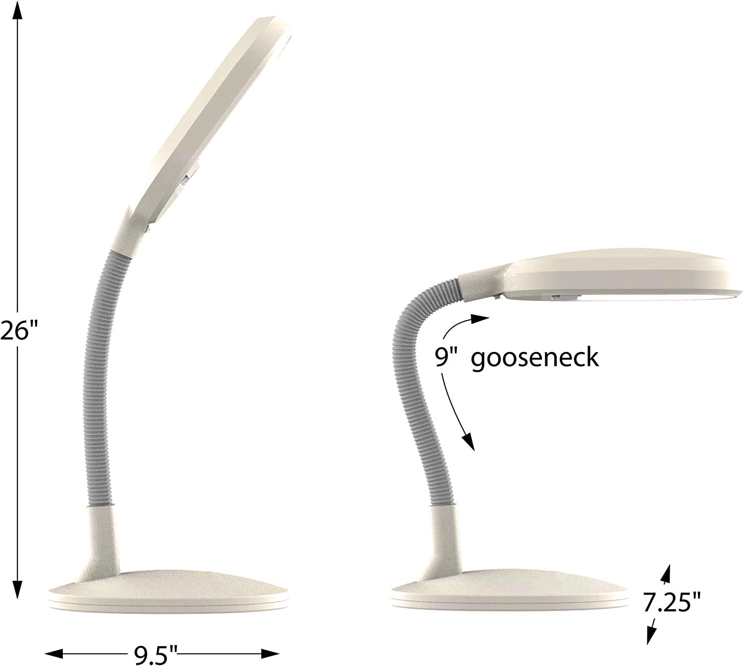 26" Tall Sunlight Desk Lamp Bright, Adjustable Gooseneck, Reading