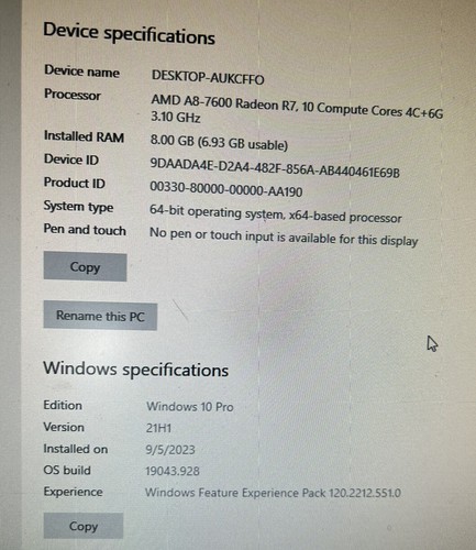 Dell Vostro 3905 Tower AMD R8-7600 3.1GHz 8GB RAM 920GB, Win 10 Pro, R9 360 GVC - Picture 9 of 9