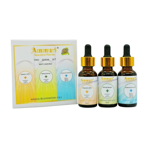 Ammuri Trio Set Anti-Aging Serum with Hyaluronic Acid & Vitamin C, Brightener, - Picture 6 of 9