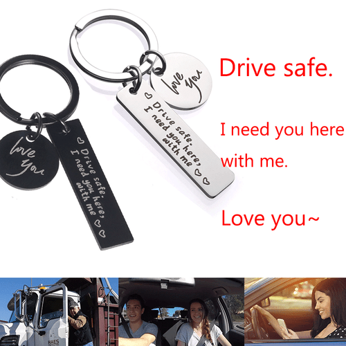 Drive Safe. I Love You. Keychain Silver Metal 1.5” US Seller Gifts for Husband.. - Picture 1 of 16