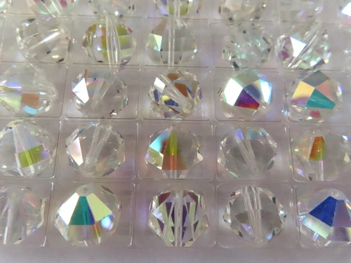 Factory Box 48 Vintage Swarovski Geometric Crystal Beads 12mm Crystal AB. #346