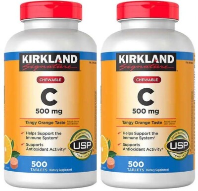 Kirkland Vitamin C 500mg, 2-Pack of 500 Tabs Each for Total 1000 Ct EXP-06/2027
